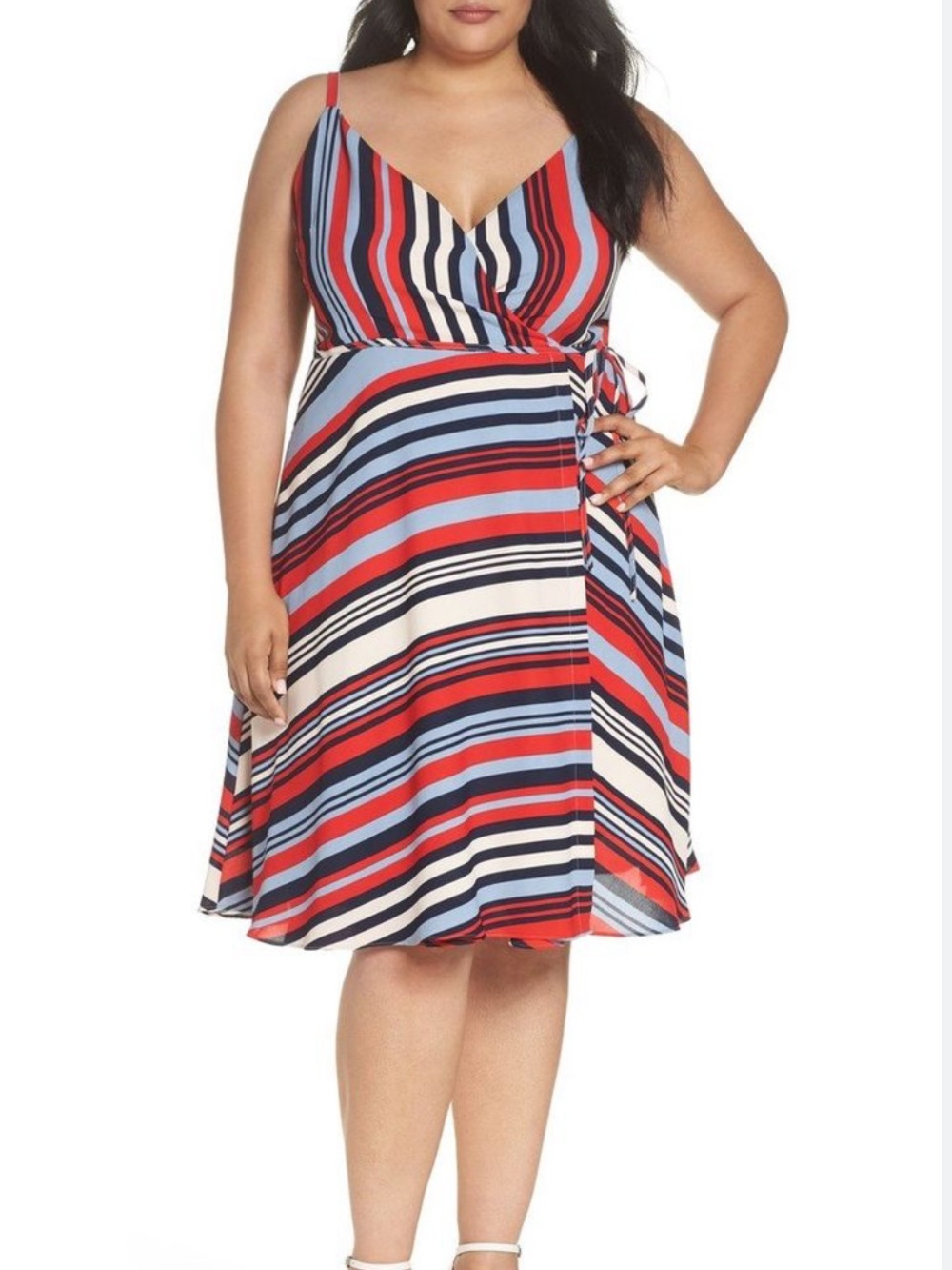 Cooper st Plus-Size Striped colorful wrap midi dress